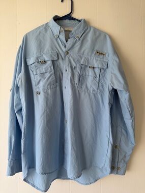 Columbia Light Blue Long-Sleeve Outdoor Shirt